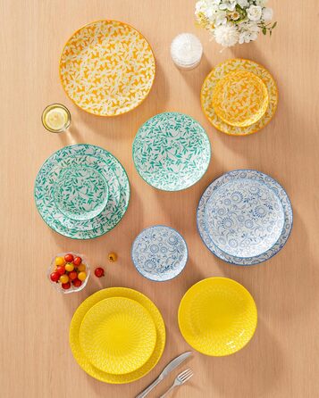 Набір посуду Vancasso Selene для 6 осіб, 24 елементи: тарілки, супові тарілки, миски, десертні тарілки, з пастельного порцеляни, мікрохвильова піч сумісна