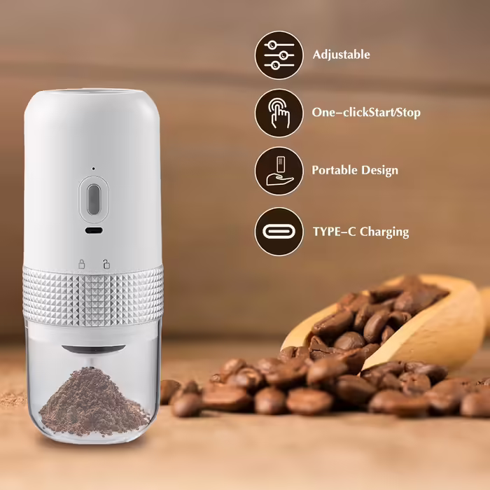 Nicoone Electric Coffee Grinder, Portable Cordless Coffee Grinder with Ceramic Burr Grinder for Espresso, Pour Over, and French Press