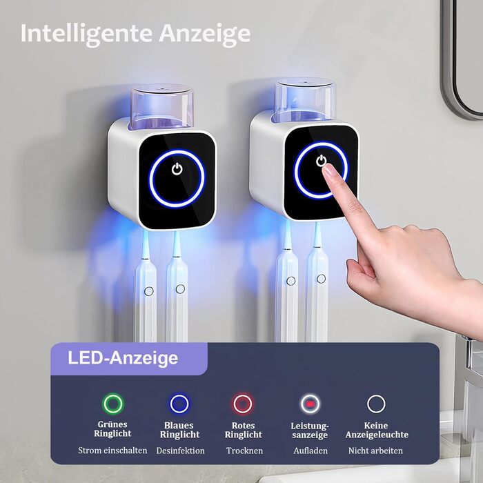 Стерилізатор зубних щіток з УФ-світлом Maxspace, тримач для стаканів, таймер, індикатор (білий)