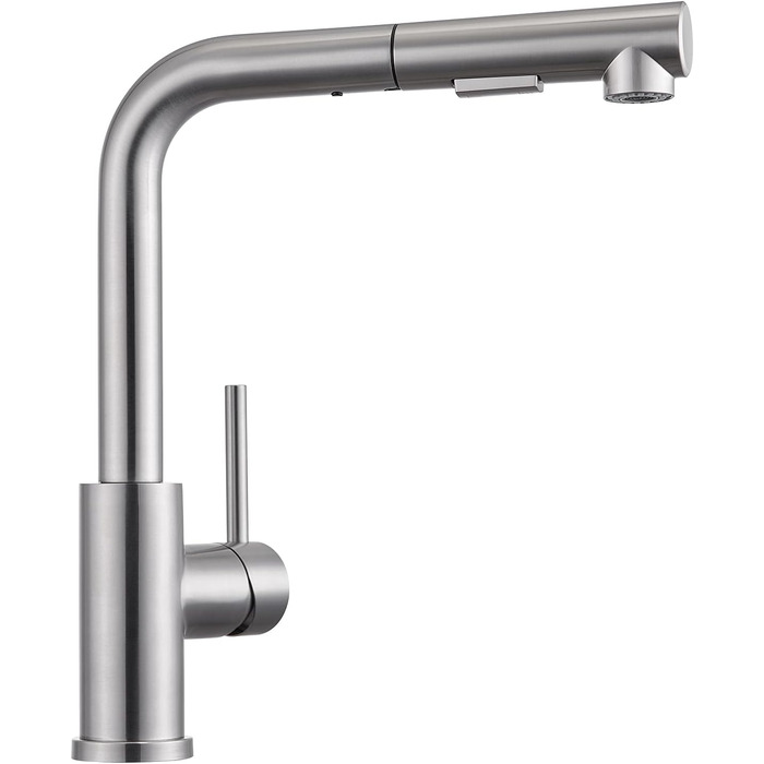 Кухонний змішувач висувний BONADE з душем, 360° поворот, змішувач для кухні з 2 струменями, з нержавіючої сталі, однорідний