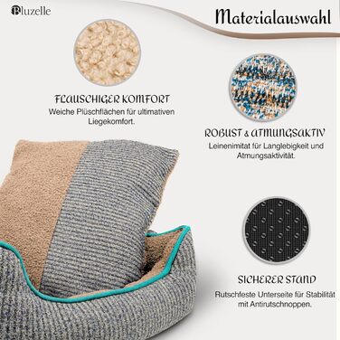 М'яке ліжко для собак та котів, корзина-ліжко, подушка, ліжко для котів, м'яка подушка, розмір S, зелений колір (L - 86x60x24 см, блакитний)