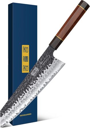 Японський ніж Kiritsuke HOSHANHO 23 см, професійний кухонний ніж з 9 шарів вуглецевої сталі, ніж шеф-кухаря з подарунковою коробкою