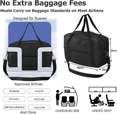 Органайзер для валіз 12 шт., водовідштовхувальний набір пакувальних кубиків, туристичний органайзер для багажу, сімейні подорожі, зберігання вдома (Чорний 1x маленький кубик + 1x 20л складана ручна сумка)