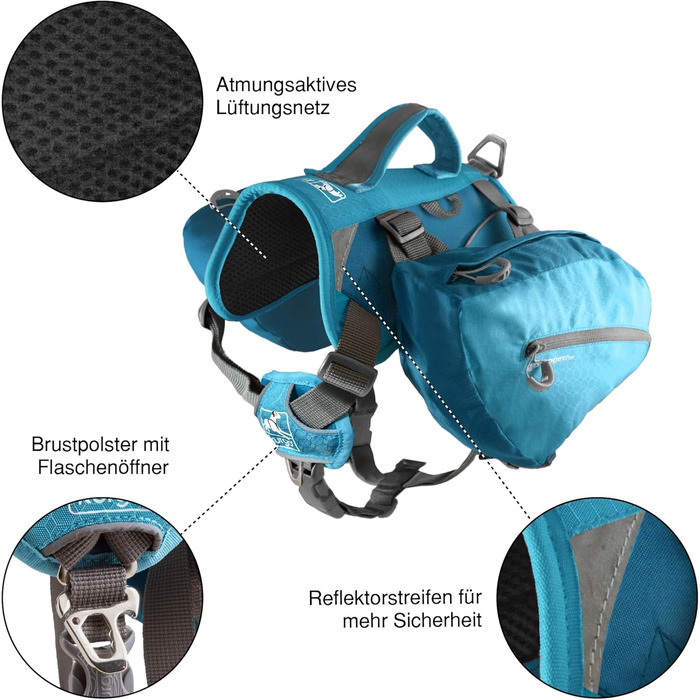 Рюкзак для собак Kurgo Baxter, вантажна сумка для хатніх улюбленців з 2 кишенями, для собак вагою 13-38 кг, червоний K01585 M