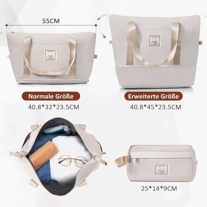 Набір валіз Merax Hartschalen з 5 частин (3 валізи, 2 косметички), рожево-коричневий та хакі, з колесами, для подорожей