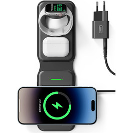 Станція зарядки MagSafe INIU 15W 3-в-1: для iPhone, Apple Watch, AirPods (з адаптером 20W та USB-C кабелем)