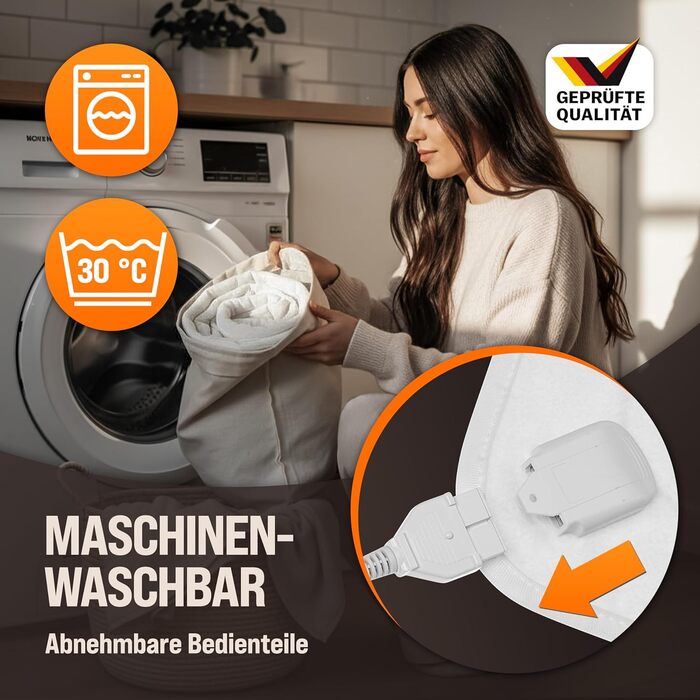 Електрична ковдра Monzana® 150x80 см, 3 режими нагріву, 60 Вт, біла, з захистом від перегріву, придатна для прання