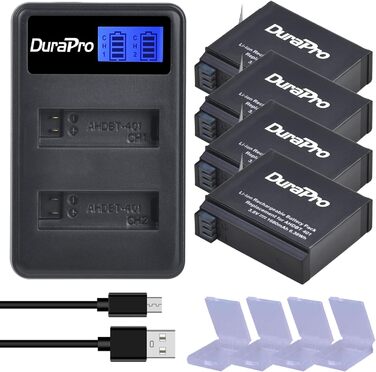 Акумулятор DuraPro 4X 1680mAh + LCD зарядний пристрій Dual USB для GoPro 4 / Hero 4 AHDBT-401