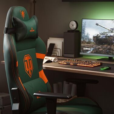 Ігрове крісло Diablo X-One 2.0 World of Tanks, ергономічне, регульовані підлокітники, подушки для шиї та попереку, розмір L, офісне крісло