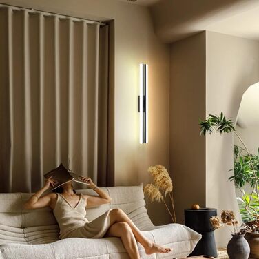 MantoLite LED Wash Table Wall Lights, 60CM 24W Super Bright Bathroom Mirror Lights, Living Room Picture Wall Lamps, 6000K Matte Black IP44, Vanity Mirror Front Lamp Bedside Reading Lights