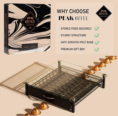Підставка для капсул Nespresso Vertuo Peak Kaffee - 70 шт. (45 касет) - Організатор для капсул Vertuo Line