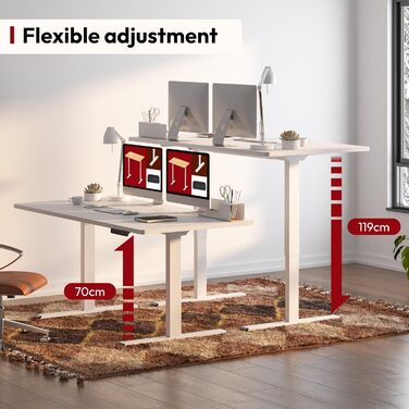 Електричний стіл SANODESK 120x60 см, 2 мотори, ергономічний, чорний, регульована висота, товщина стільниці 25 мм, для офісу та дому