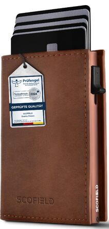 Шкіряний чоловічий гаманець SF SCOFIELD Duality Magflip Slim з RFID захистом та монетницею, коричневий (Vintage Brown - Caramel Brown)