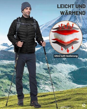 Чоловіча легка утеплена куртка-пуховик Outdoor Ventures, компактна стегана куртка, чорна, розмір XL