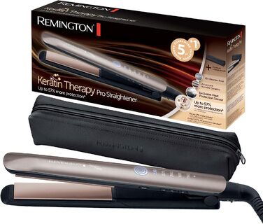 Випрямляч для волосся Remington S8593 Keratin Protect: професійний, з датчиком захисту, кератин-керамічне покриття з мигдалевою олією, цифровий дисплей, 160-230°C