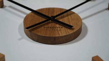 FLEXISTYLE 3D Wall Clocks DIY Oak Wood Large 50-75CM (Thickness 19MM!) for Office, Living Room, Bedroom Decoration (Black Hands, Wood), z54g eco75 d-1-x