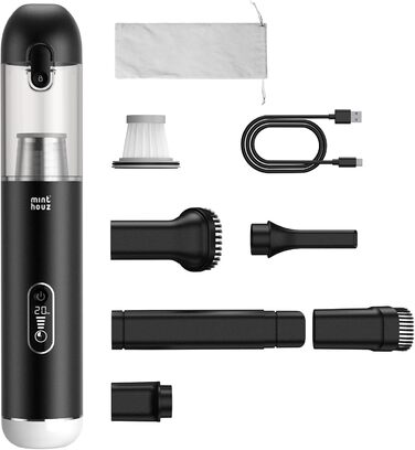 Портативний бездротовий пилосос Minthouz 20 KPa з LED-підсвічуванням, швидка зарядка QC 3.0, для авто, дому та офісу