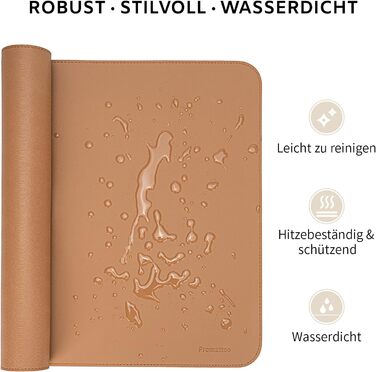 Офісний килимок для столу XXL з екошкіри: нековзний, водостійкий, карамельний (90x45 см) - ідеально для ноутбука, офісу та дому