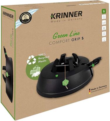 KRINNER® Green Line Comfort Grip S Recycling Christmas tree stand, including foot pedal single-rope system with 3-liter water tank for tree heights up to 2.3m. Made in Germany 94219, Black