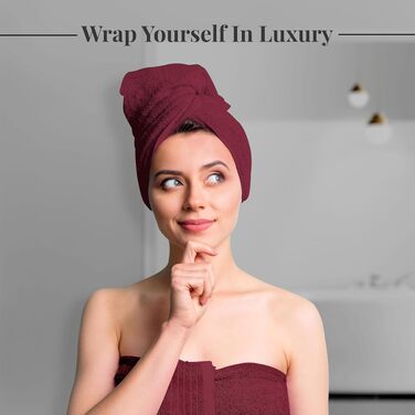 Набір рушників Tens Towels з 100% бавовни, 8 предметів: 2 великі банні рушники, 2 рушники для рук та 4 серветки, гігроскопічні та швидкосохнучі, колір бордовий