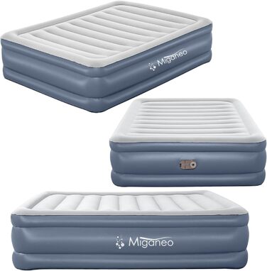 Надувний матрац Miganeo Premium XL 203x152x51 см з електронасосом та антимікробним покриттям (до 300 кг)