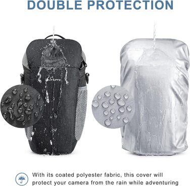 Водонепроникна сумка для камери S-ZONE для фотографів, сумісна з Nikon, Canon, Sony (чорна)