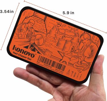 Кусачки для нігтів Konovo для літніх людей та товстих нігтів, з довгою ручкою, 16 мм, набір 5 шт.