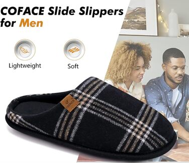 Чоловічі халапи COFACE з фетру, теплі та зручні, з антиковзкою гумовою підошвою, для дому та вулиці, розмір 40-49, Lässig, чорний, 44 EU