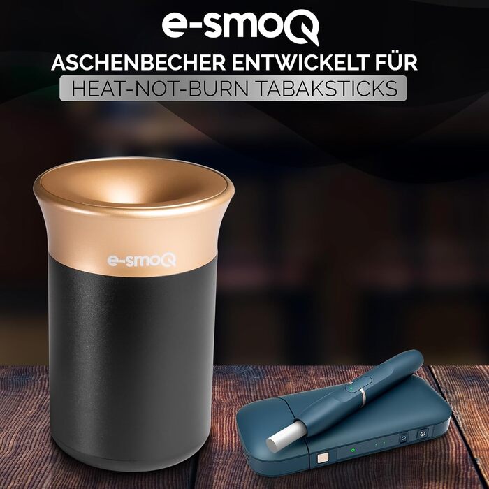 Електронна попільничка e-smoQ з кришкою для IQOS 3/3 DUO, аксесуар для авто, офісу, дому та вулиці, чорна/золота