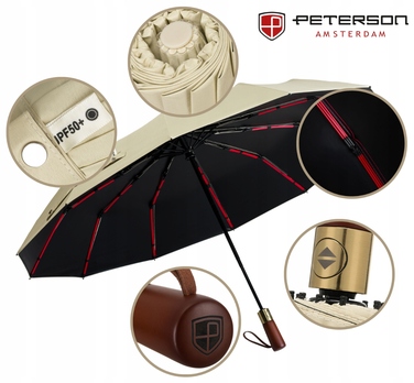 Парасолька Peterson автоматична, складана, з чохлом, біла