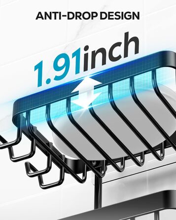 Підставка для мила на 2 рівні від Nieifi з водовідведенням, нержавіюча сталь, без свердління для душової кабіни, чорна