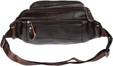 Чоловіча поясна сумка Christian Wippermann з натуральної шкіри - преміум якість, 24x12x6-8 см, 3 відділення на блискавці, регульований ремінь, коричнева