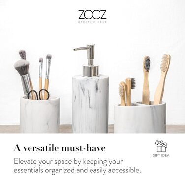 Набір для ванної кімнати ZCCZ: органайзер 4 в 1 (тримач для зубних щіток, дозатор мила, мильниця, стаканчик) – елегантний дизайн 
