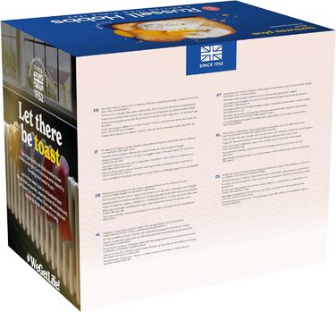 Тостер Russell Hobbs Textures+ з 2-ма тостами, чорний (850W, 6 рівнів підсмажування, підставка для бургерів, щипці)