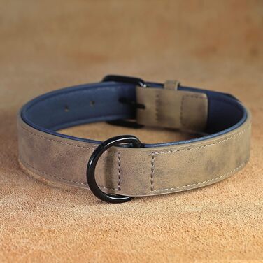 Нашийник для собак Didog з м'якої шкіри, регульований, з нержавіючою металевою застібкою, L (33-43 см, 10-20 кг, Колір: Коричневий)