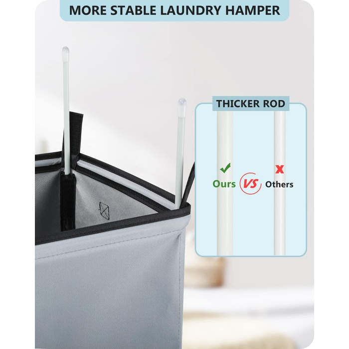 SOLEDI 100L Laundry Basket, Laundry Hamper with Lid and Laundry Bag - Large Laundry Sorter for Bathroom, Bedroom, Laundry Room, Kids' Room