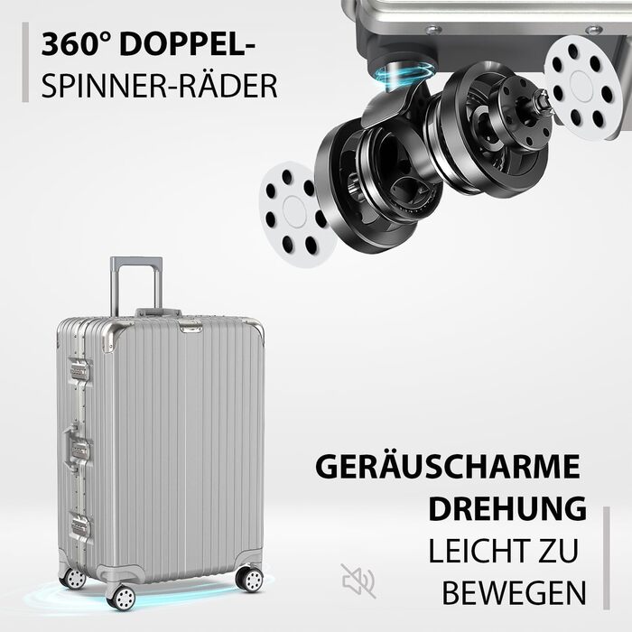 Набір валіз Voyagoux 2 шт. - 39L та 113L, жорсткі валізи, TSA-замок, ABS, 4 колеса 360°, міцні та легкі, рожеве золото (42L, срібло)