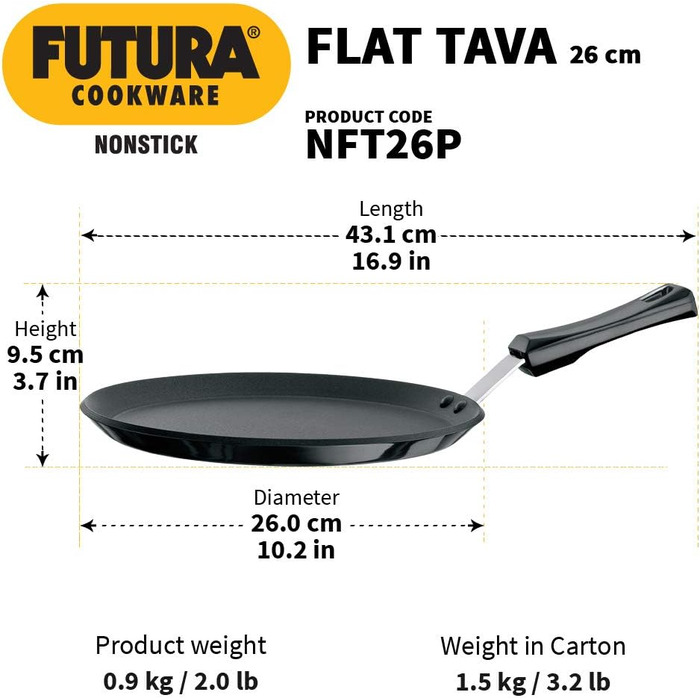 Гриль-плита HAWKINS Futura 25,4 см антипригарна, з нерж. сталевою ручкою, чорна