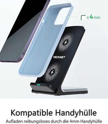 Бездротовий зарядний пристрій TECKNET, складаний, швидка зарядка для iPhone 17/16/15/14/13/12/11/Pro Max, Apple Watch Ultra/11-3/SE, AirPods Pro 3-2/4-2, чорний