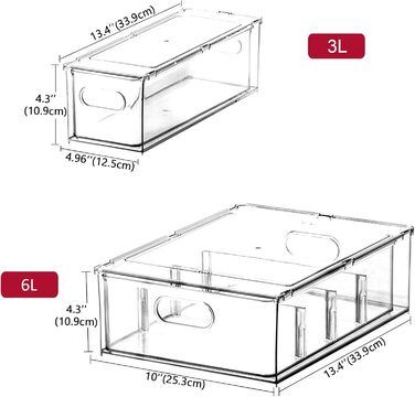 Refrigerator Organizer Drawer Set with Handle, 3-Piece Stackable Kitchen Storage Boxes with Pull-Out Drawer & Lid for Vegetables, Berries, Meat | PET Plastic Food Storage Containers