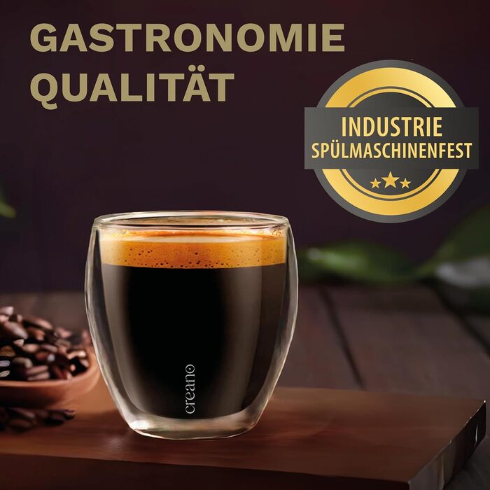 Creano PREMIUM double-walled espresso glasses 100ml - Set of 4 - Restaurant quality - 100% dishwasher safe - Thermoglass - Double-walled glass - NEW 2024