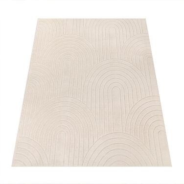 Paco Home Rug Living Room Bedroom High Pile Soft Plain Scandinavian Boho Design 3D Rainbow Effect Washable Cream, Size: 80x150 cm