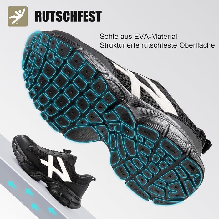 Чоловічі та жіночі робочі черевики безпеки з металевим носком, неслизькі, чорні, розмір 43 EU