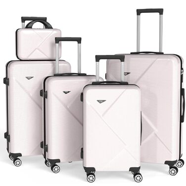 Набір валіз Ystyle Kofferset 5 шт: 12', 18', 20', 24', 28' + косметичка, ABS, 360° колеса, TSA-замок, для подорожей, круїзів, навчання за кордоном, м'ятно-зелений