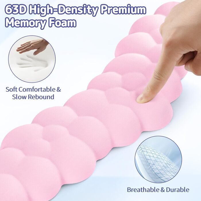 Підставка для зап'ястя під клавіатуру Sushret Cloud, Ергономічна, з Memory Foam, для ПК, ігор, білого (рожевого) кольору