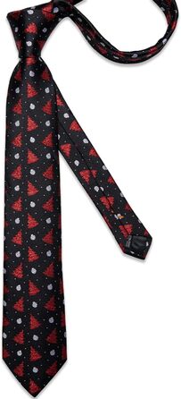 Чоловічий набір для свят: краватка, нагрудна хустинка та запонки DiBanGu з різдвяним малюнком у подарунковій коробці