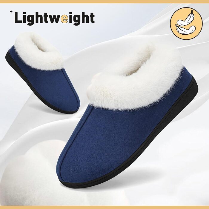 Тапочки халатні Mishansha зимові, халатні, з піною пам'яті, жорстка підошва, розмір 36-47, білі (блакитні, 44/45 EU)