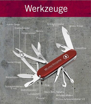 Мультитул Victorinox Deluxe Tinker з гравіюванням, 17 функцій, ніж для чоловіків, мультиінструмент з нержавіючої сталі