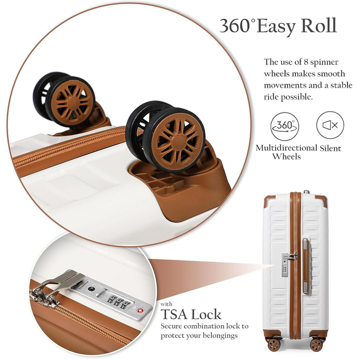 Набір валіз Sea Choice: 4 шт. (55/65/75 см) з жорсткими корпусами, захистом кутів, TSA-замком, білий