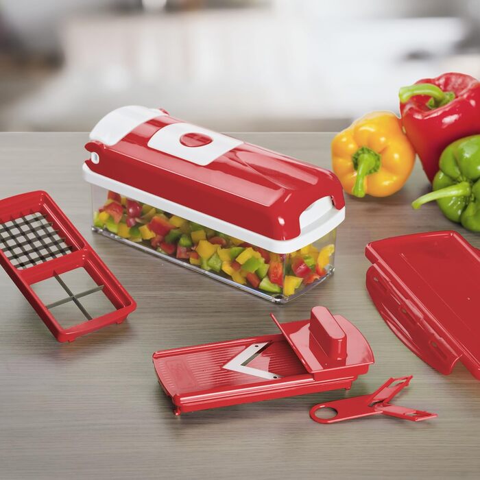 Набір Genius Nicer Dicer Smart 6-елементів: овочерізалка для кубиків, стрічок, скибочок, соломки та чвертей. Зручний подрібнювач цибулі з телевізійної реклами Kiwi.